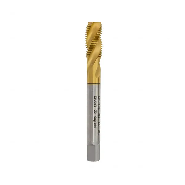 HSS Spiral Flute Tap M10x1.25 – 35° Spiral, TiN Coated, ISO529