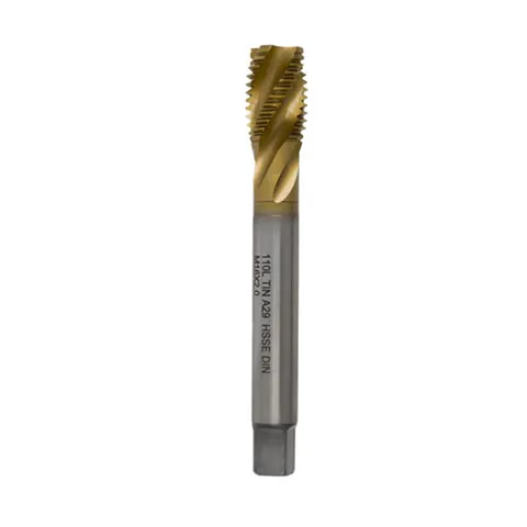 HSSE Spiral Flute Tap M16x2.0 – 35° Spiral, TiN Coated, A29 DIN, for Stainless Steel